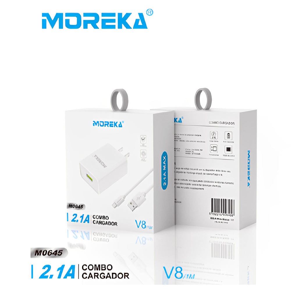 Cargador Micro USB Moreka MR0645 2.1A Usb incluye Cable tipo V82