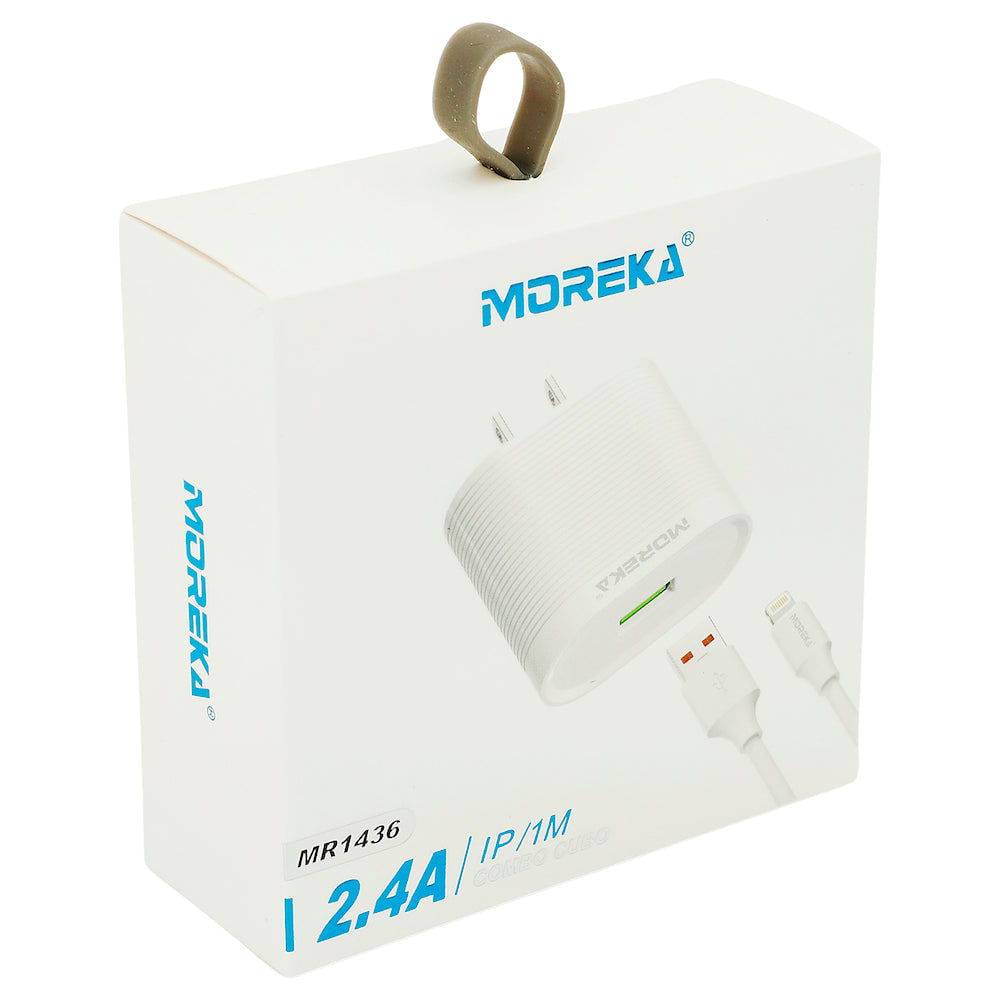 Cargador Moreka MR1436 Ligthning 2.4A Incluye Cable IP 1M3