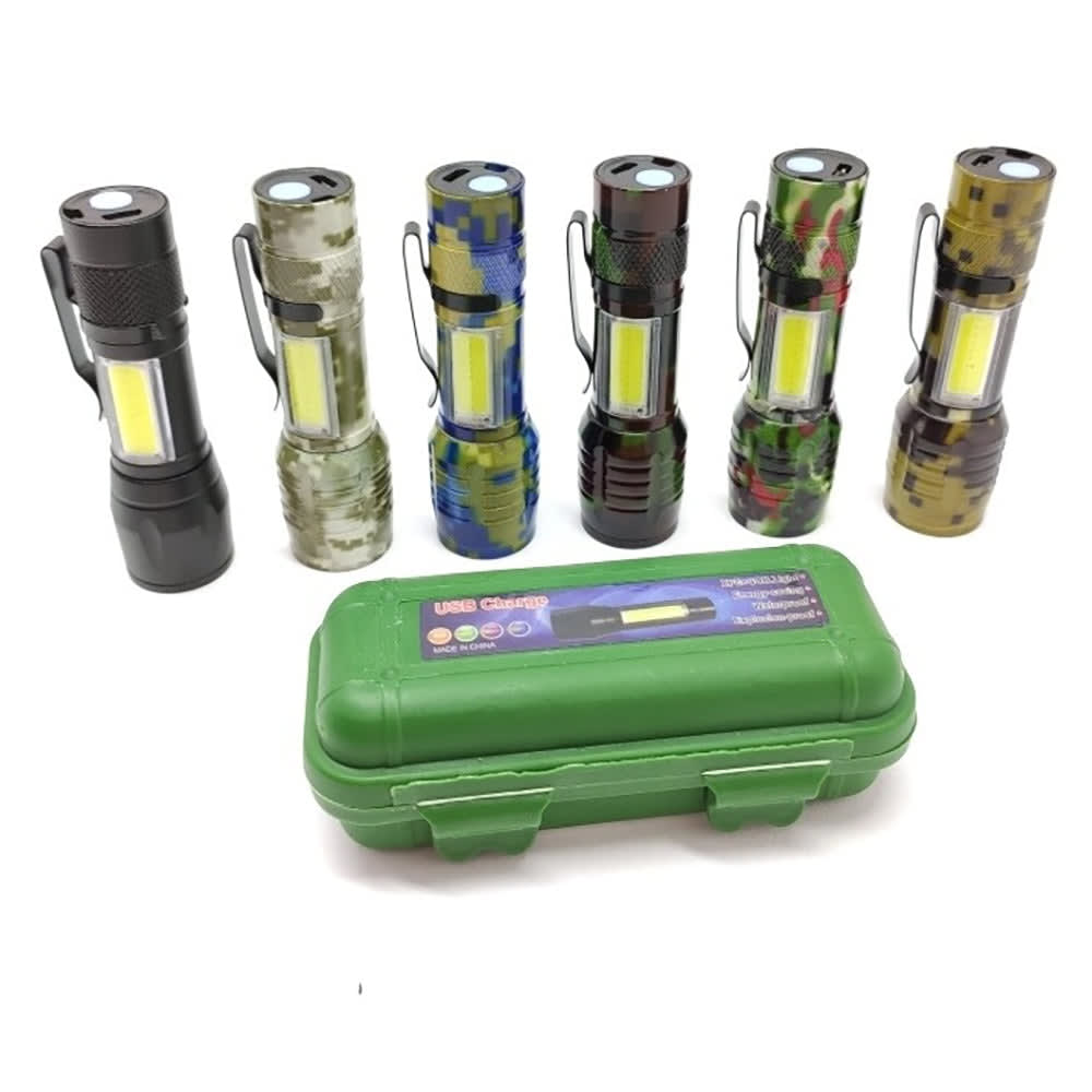 Lampara Táctica Camuflaje Usb Led 4000L COB + Clip Moreka SQ-5353