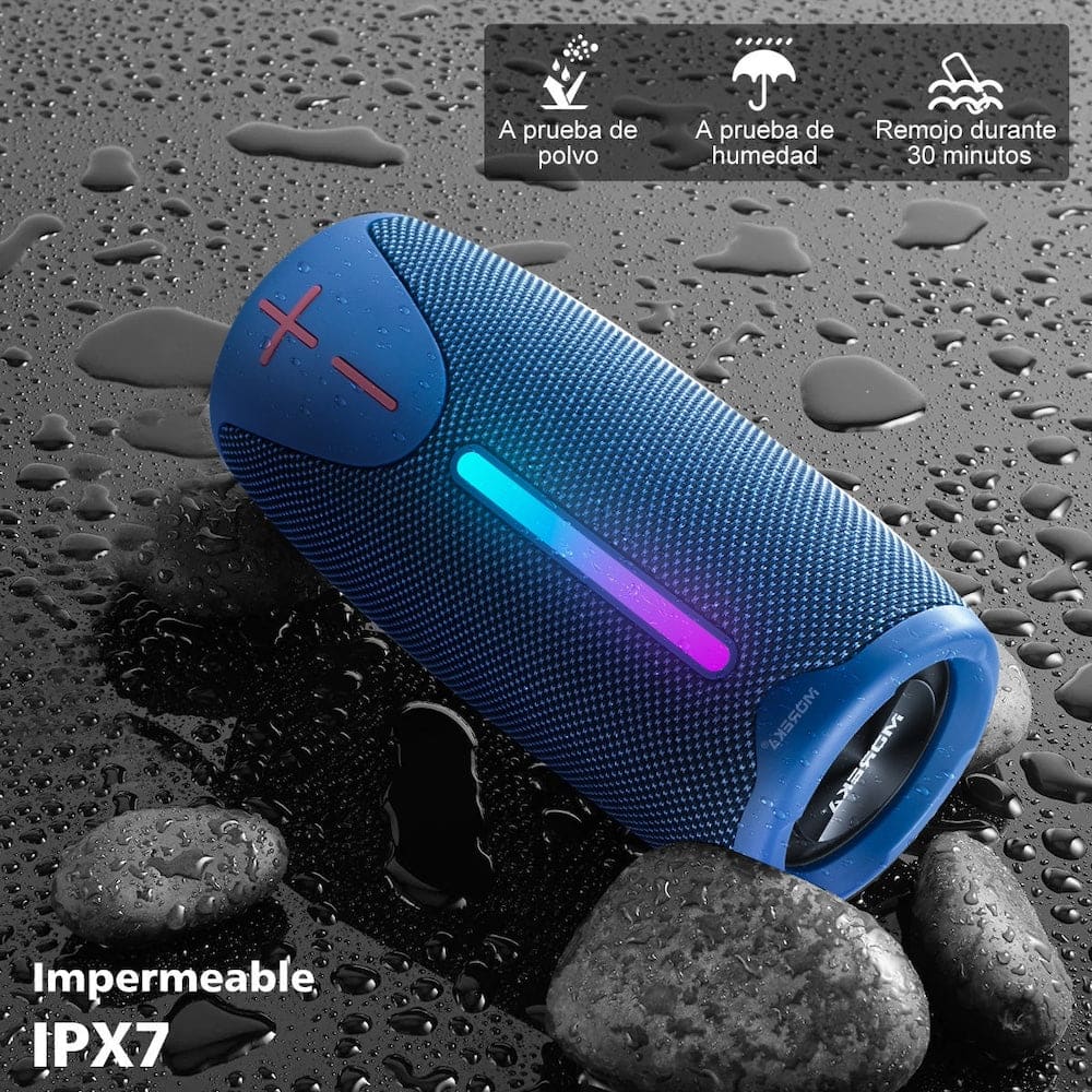 Bocina Bluetooth Moreka 383 RGB Radio FM Resistente al agua IPX6 8W6