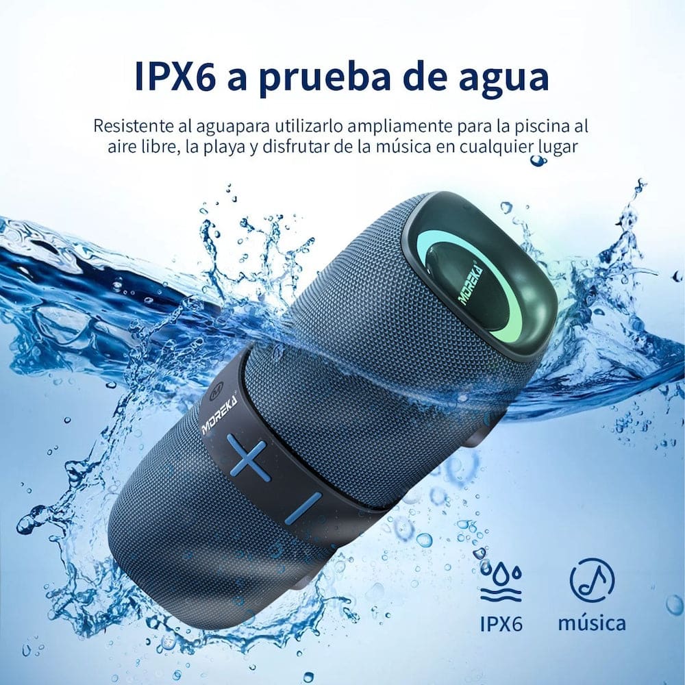 Bocina Bluetooth Moreka 376 Radio FM Resistente al agua 35W4