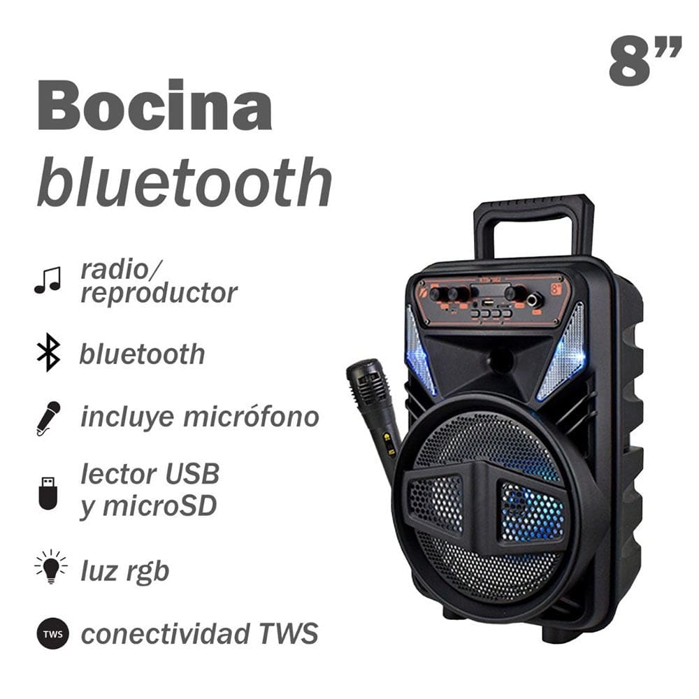 Bocina  KTS 1562, Bluetooth, TF Card, Radio FM, USB MIC.2