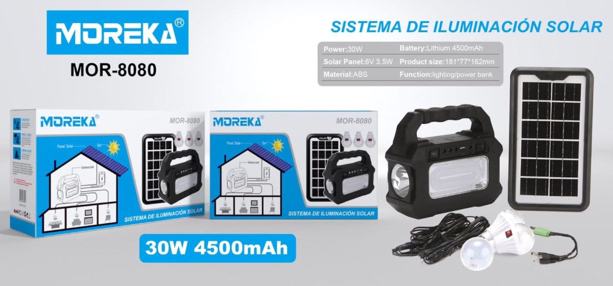 Mini Sistema Solar 3 Focos Linterna Power Bank MOR-80803