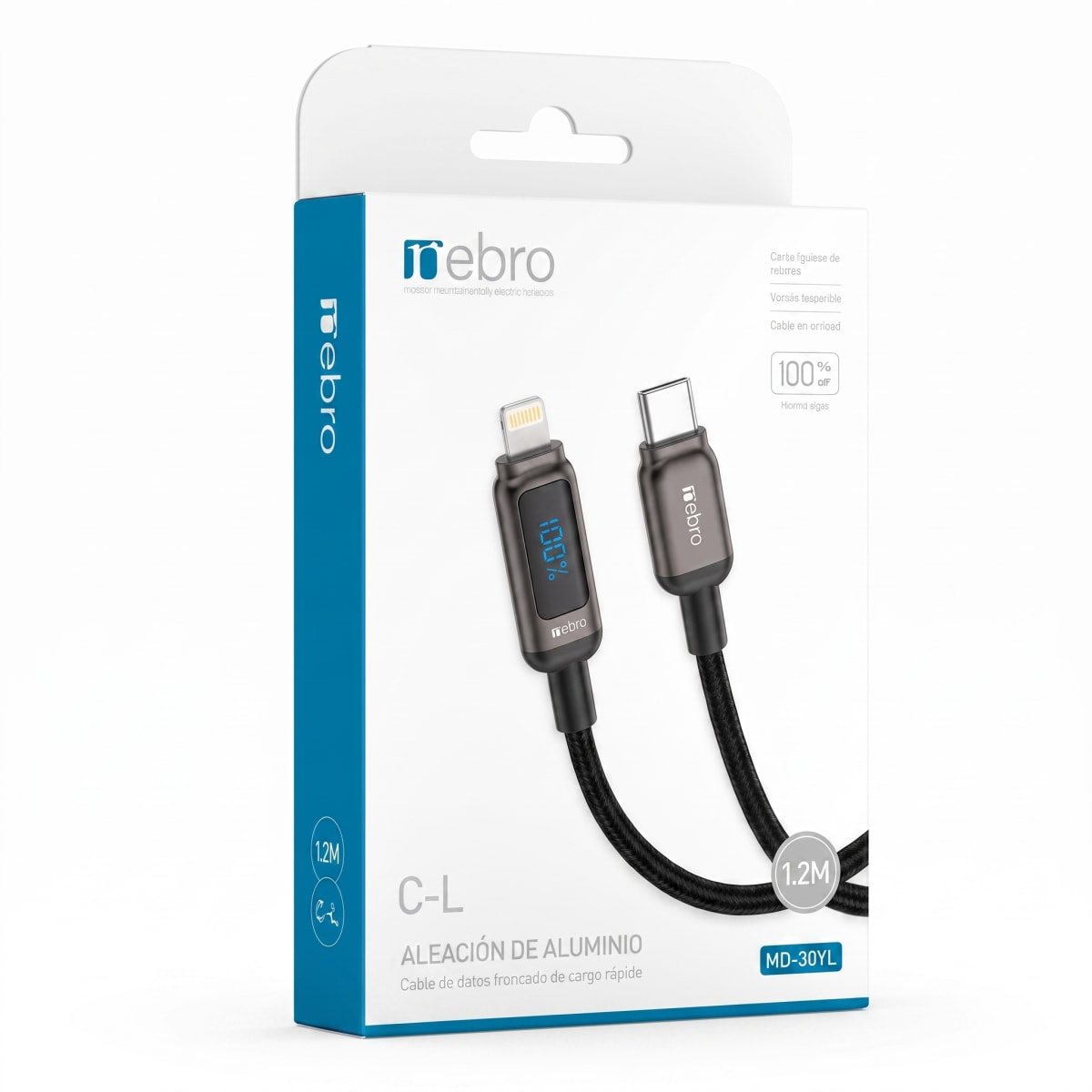 Cable Nebro WD-309TL USB-C a Lightning 60W Trenzado 1.2m9