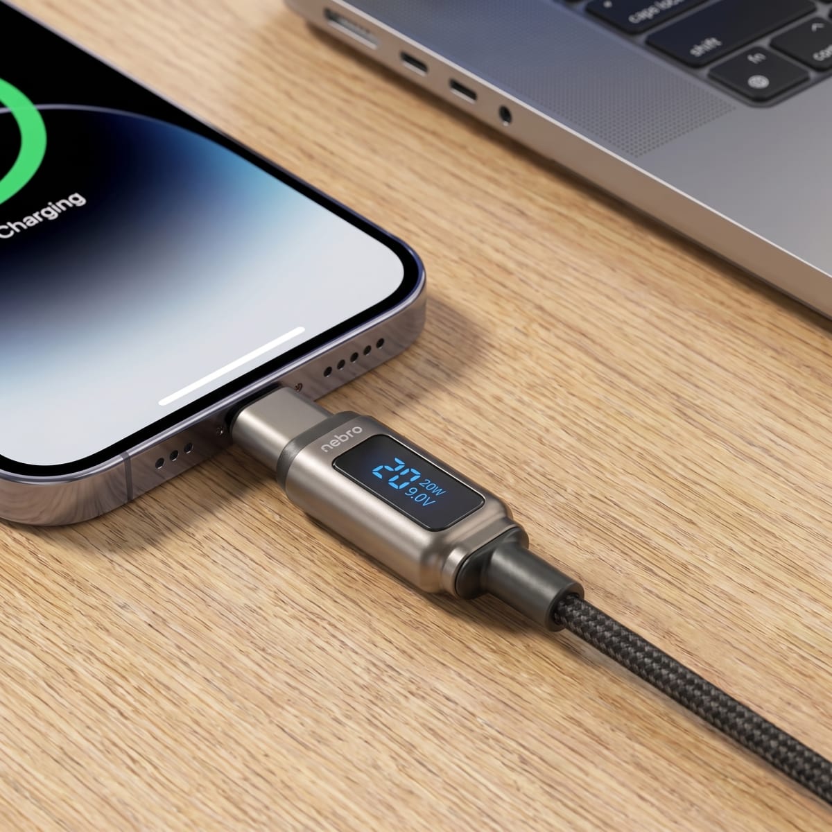 Cable Nebro WD-309TL USB-C a Lightning 60W Trenzado 1.2m4