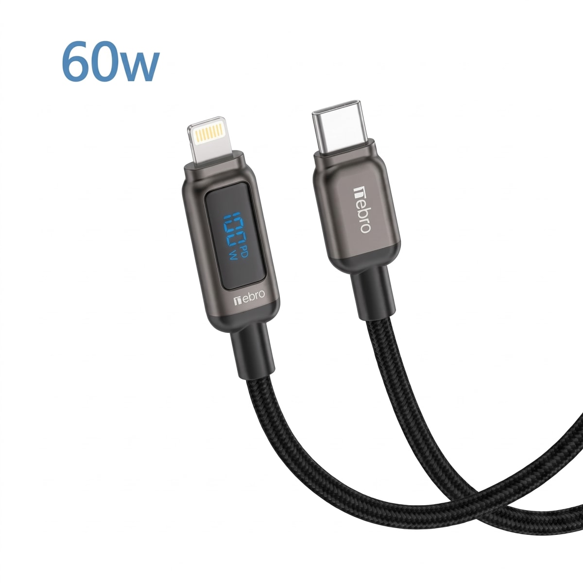 Cable Nebro WD-309TL USB-C a Lightning 60W Trenzado 1.2m2