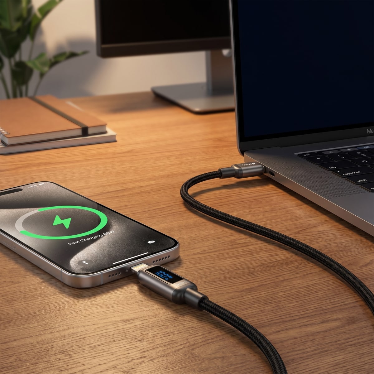 Cable Nebro WD-309TL USB-C a Lightning 60W Trenzado 1.2m8