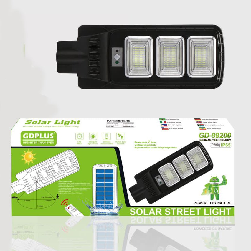 Luminaria Suburbana Alumbrado Publico Solar 200W con Sensor Movimiento GD-992008