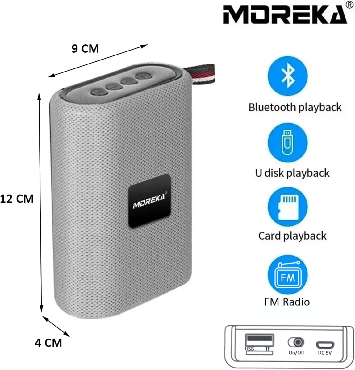 Bocina Moreka T35, Bluetooth, TF Card, Radio FM, USB.10
