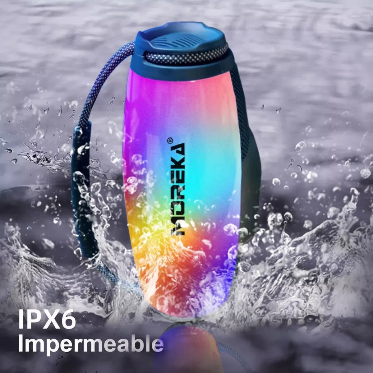 Bocina Bluetooth Moreka M-710 RGB Radio FM Resistente al agua3
