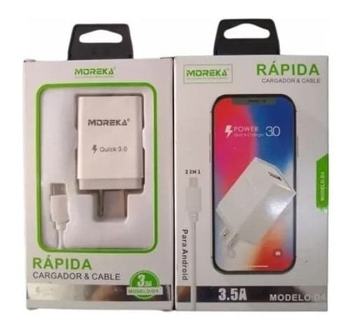Cargador carga rápida 3.5A con entrada USB y cable tipo C3