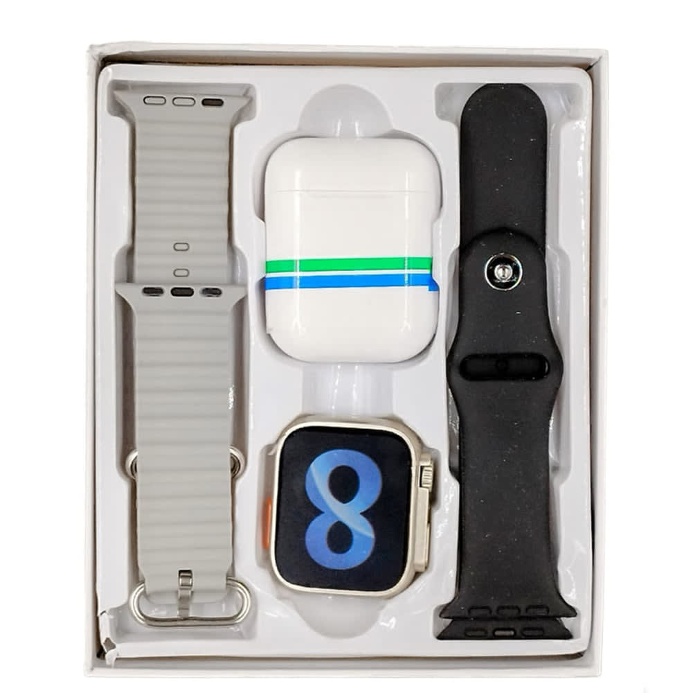 SmartWatch W26 Ultra MAX Serie 8 doble correa y audifonos Bluetooth8