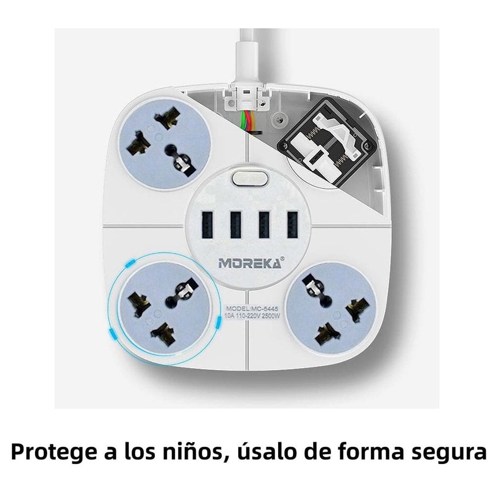 Multicontacto Circular 4 Conexiones 4 Puertos Usb Mc-54454