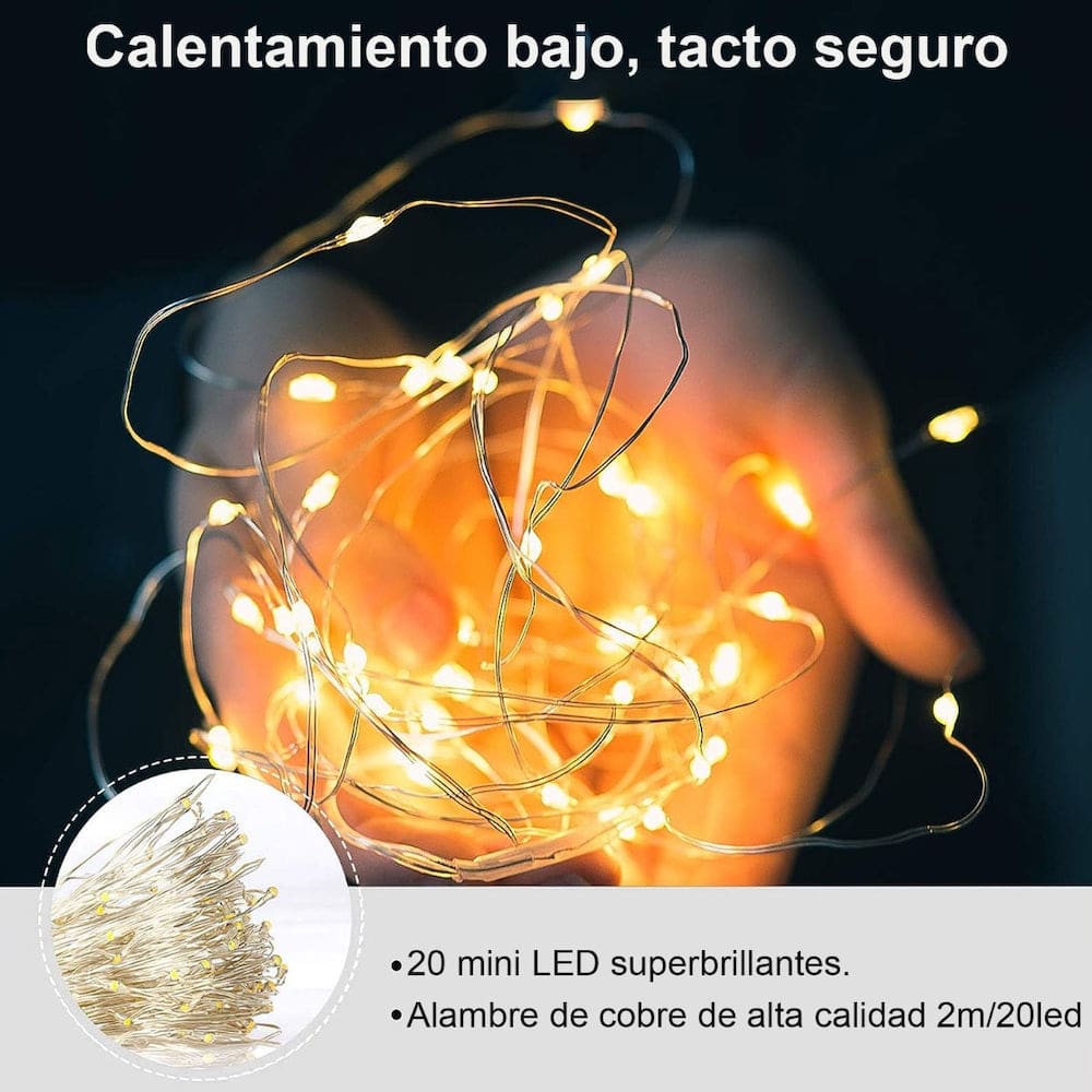 10pcs Guirnalda Luces Hadas 20 Leds 2mts Decorativas Navidad incluye Pilas5
