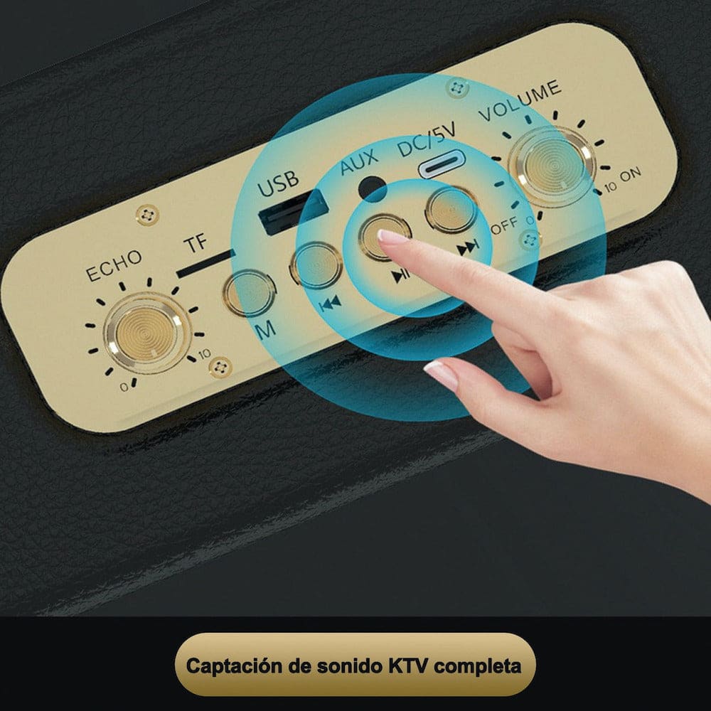 Bocina Karaoke Bluetooth FM dual microfonos retro Moreka 38212