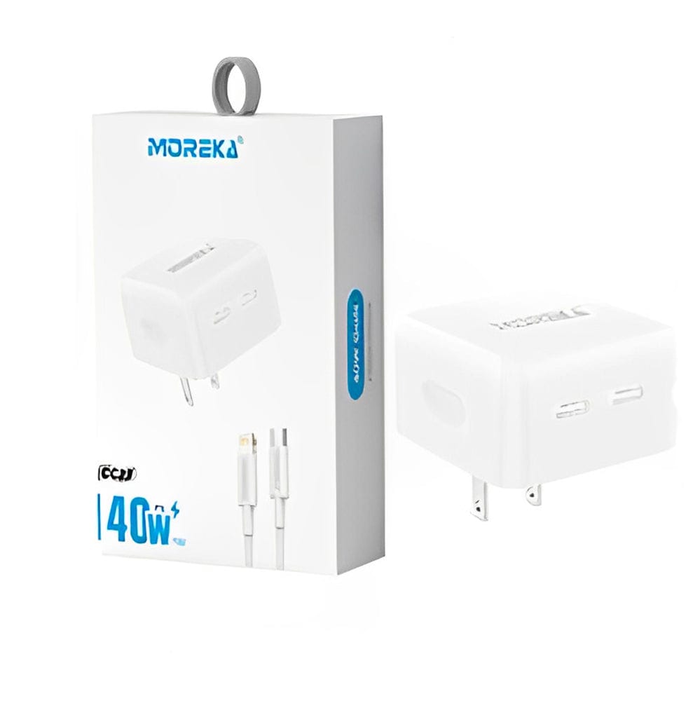Turbo Cargador 40W Moreka CC22 doble puerto C Cable tipo C 1M7