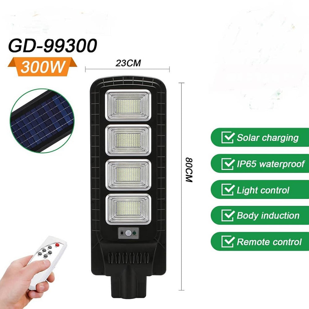 Luminaria Suburbana Alumbrado Publico Solar 300W con Sensor Movimiento GD-993006