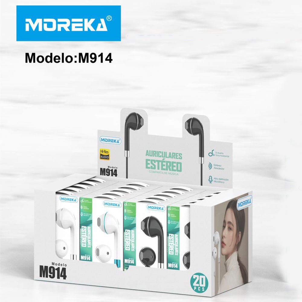 Paquete de 20 Audífonos Alámbrico 3.5 Moreka M-914, Manos Libres4