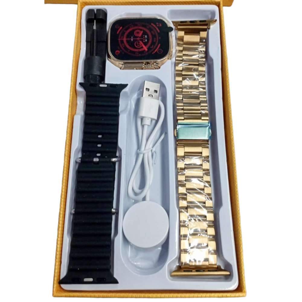 Smart Watch  X8 ULTRA Max Golden Carga Inalámbrica 2 correas3