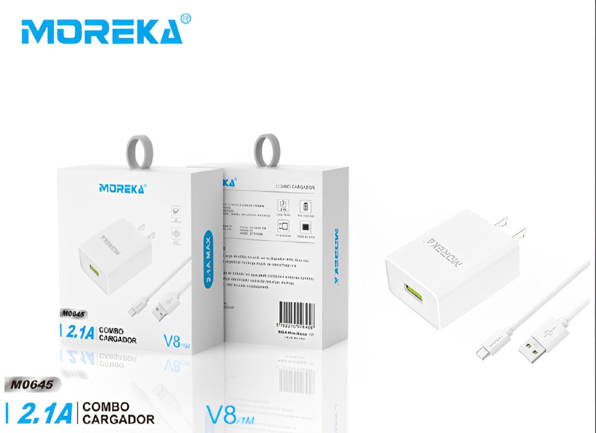 Cargador Micro USB V8 Moreka MR0645  2.1A Usb incluye Cable3