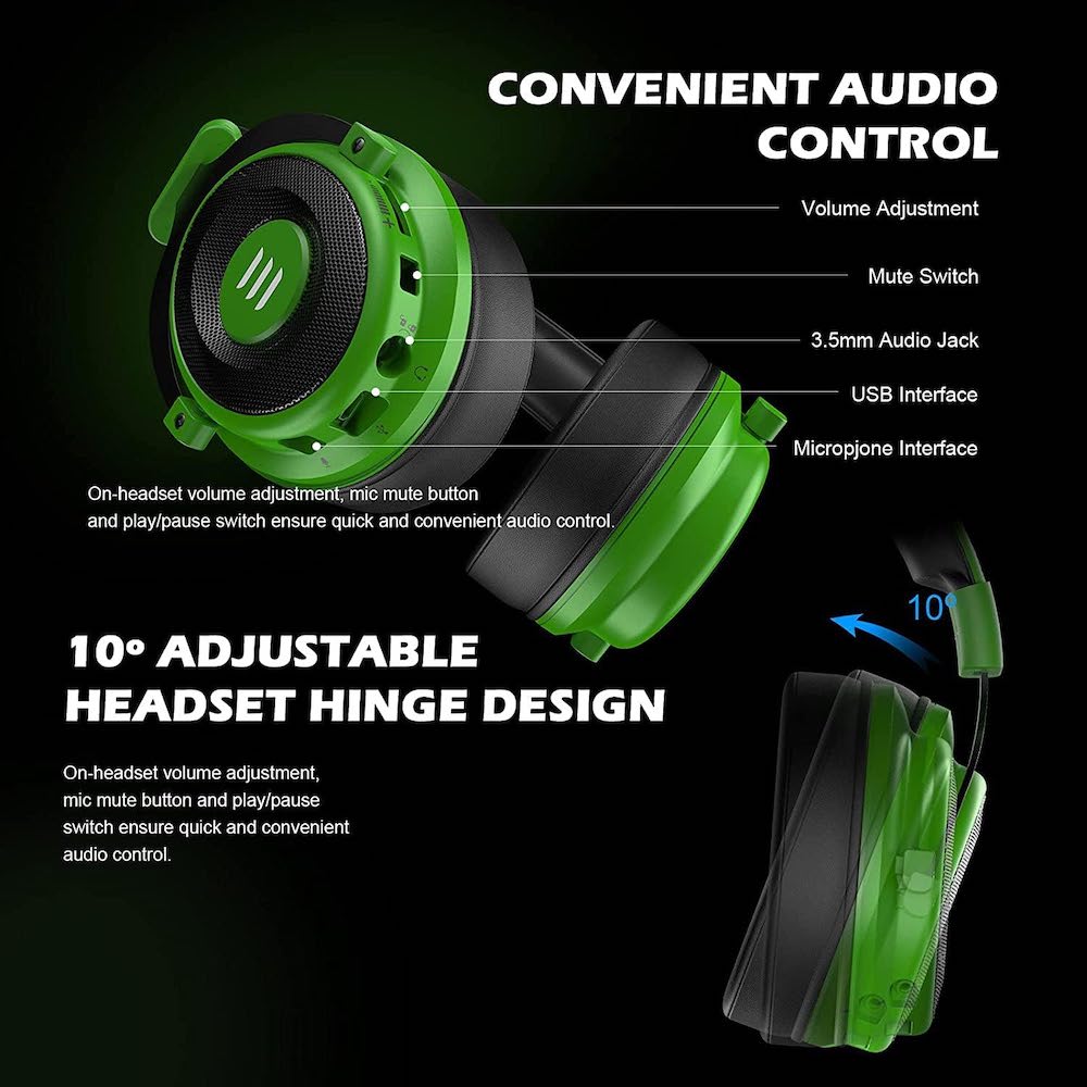 Diadema Gamer EKSA E900 PRO micrófono, auriculares con cable para PC, Xbox PS4, PS5, Switch, micrófono con cancelación de ruido3