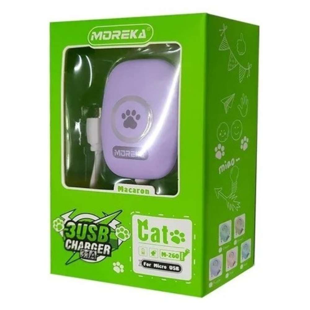 Cargador Moreka M-260, 3.1 A, Cable Tipo micro USB3