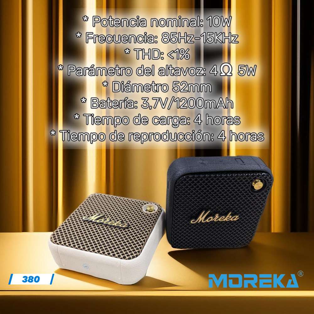 Bocina Moreka 380 10W, Bluetooth, TF Card, Radio FM, USB Contra Agua IPX43