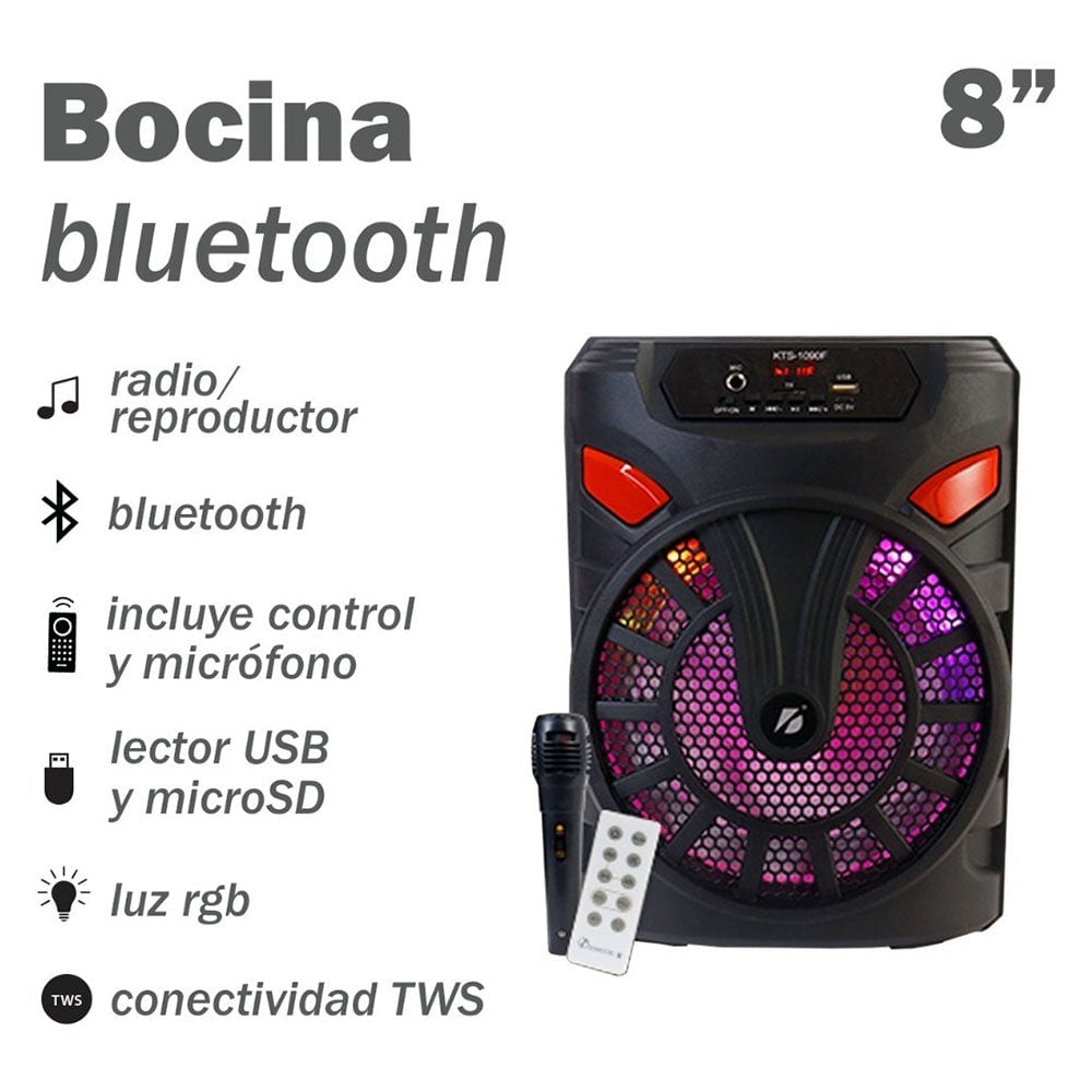 Bocina KTS 1090F, Bluetooth, TF Card, Radio FM, USB MIC.3