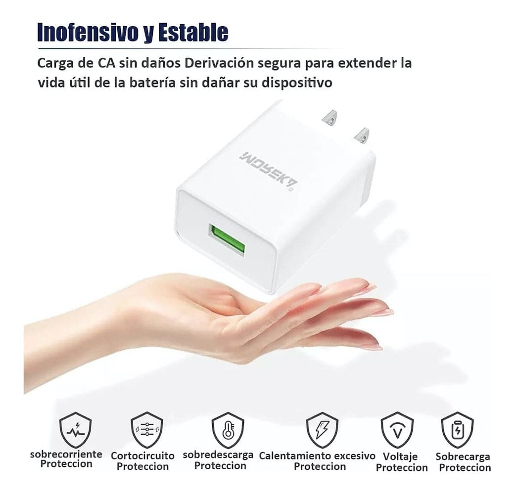Cargador Moreka MR1275 2.1A, Cubo 10W Carga Rapida3