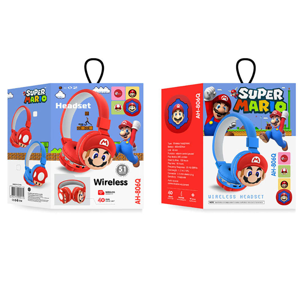 Audífonos Diadema Bluetooth  Mario Bros Inalámbrico Plegable4