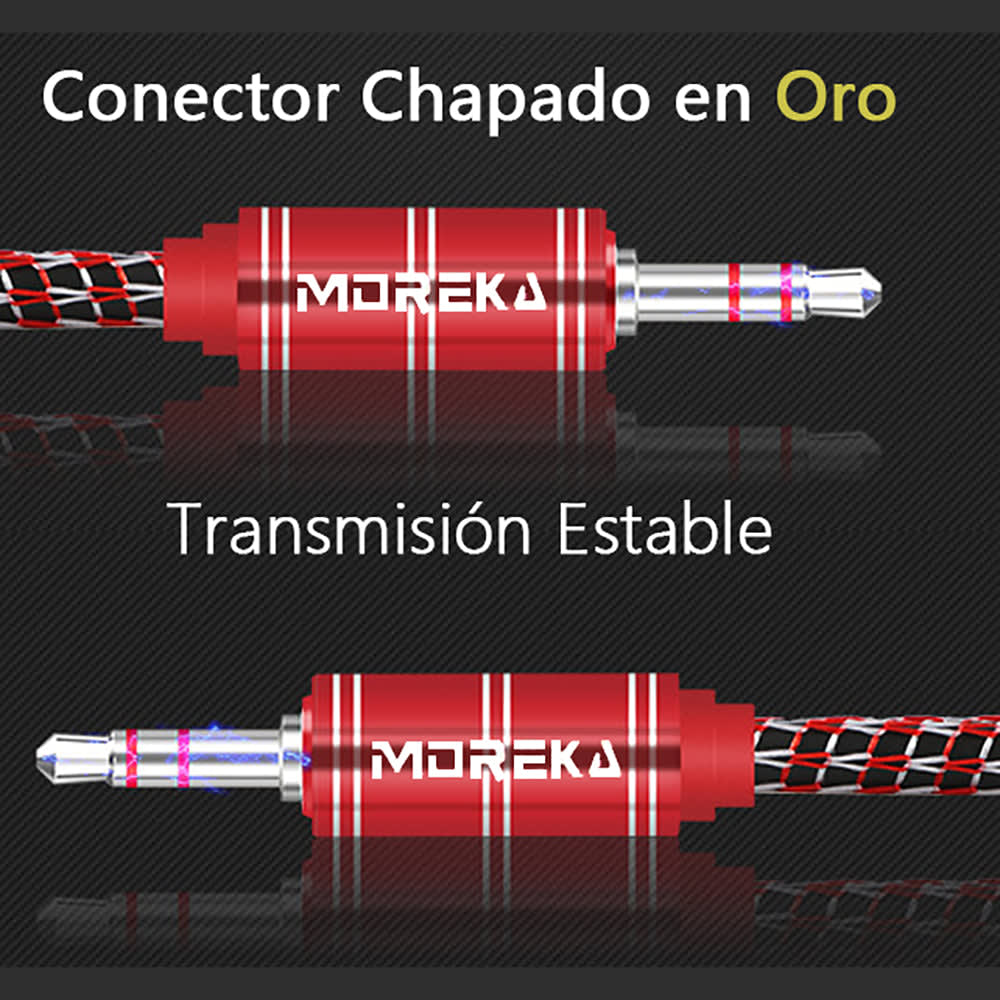 Cable De Audio, Moreka AU-03, Auxiliar 3.5, 1500mm, Reforzado12