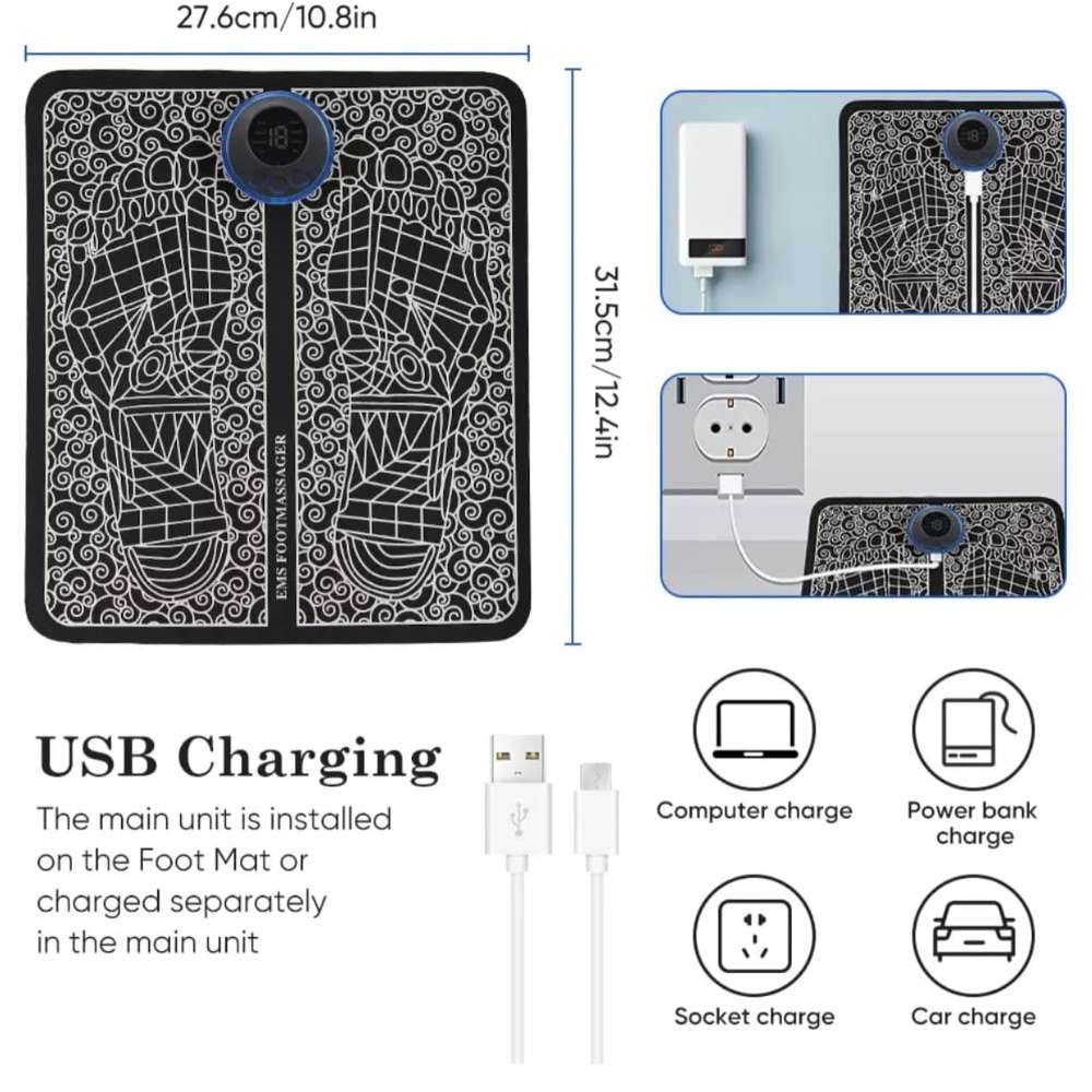 Masajeador Eléctrico Pies Cuello Espalda Cuerpo Portátil Recargables3