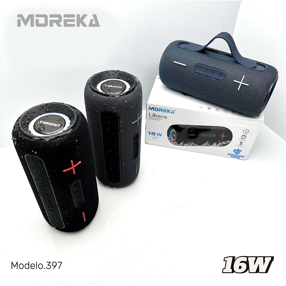 Bocina  Moreka 397 16W, Bluetooth, TF Card, Radio FM, USB Contra Agua IPX66