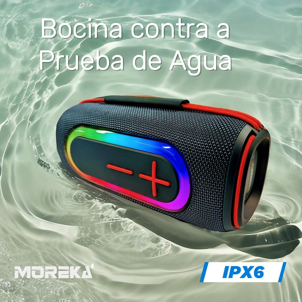 Bocina Moreka 411 20W, Bluetooth, TF Card, Radio FM, USB Contra Agua IPX69