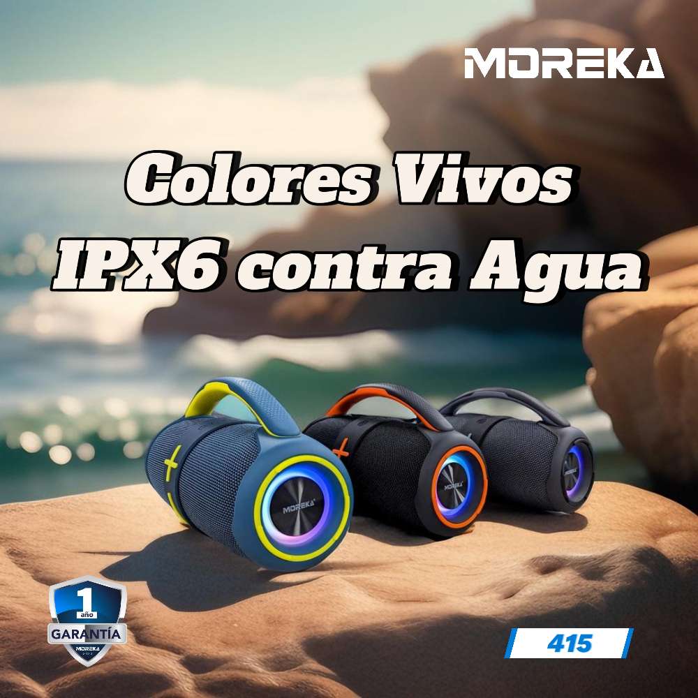Bocina Bluetooth 20W 2400mAh resistente al agua subwoofer Moreka 4152