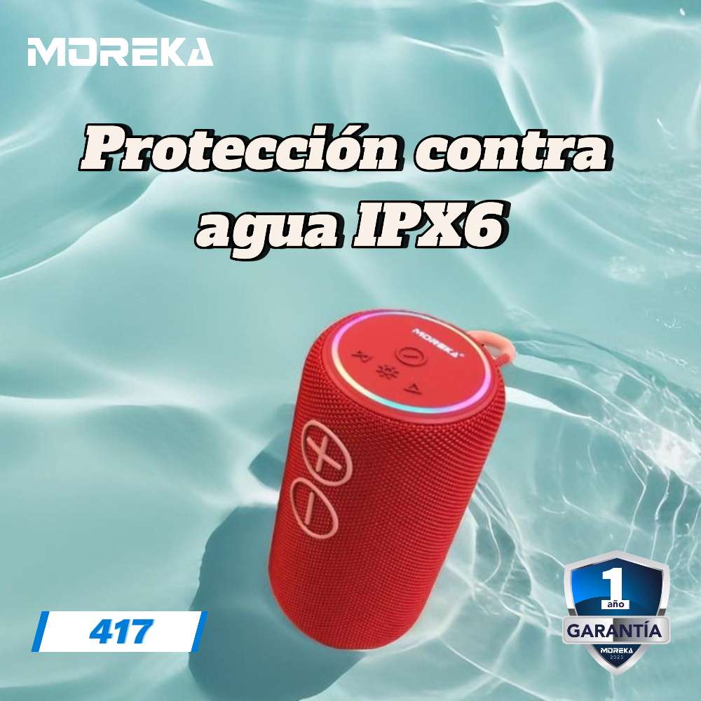 Bocina Moreka 417 16W 2000mAh Bluetooth, TF Card, Radio FM, USB Contra Agua IPX64
