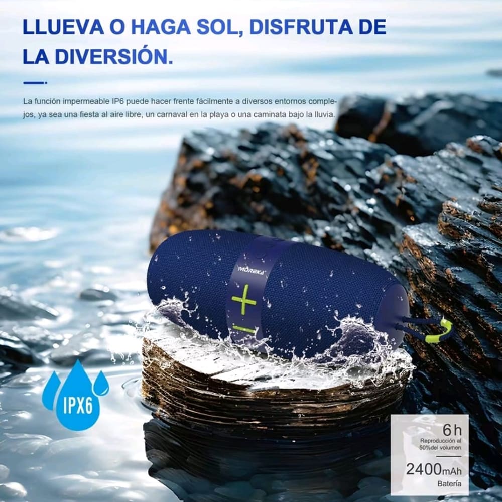 Bocina Bluetooth Moreka 421 10W 2400mAh TF Card Radio FM Resistente al agua IPX62