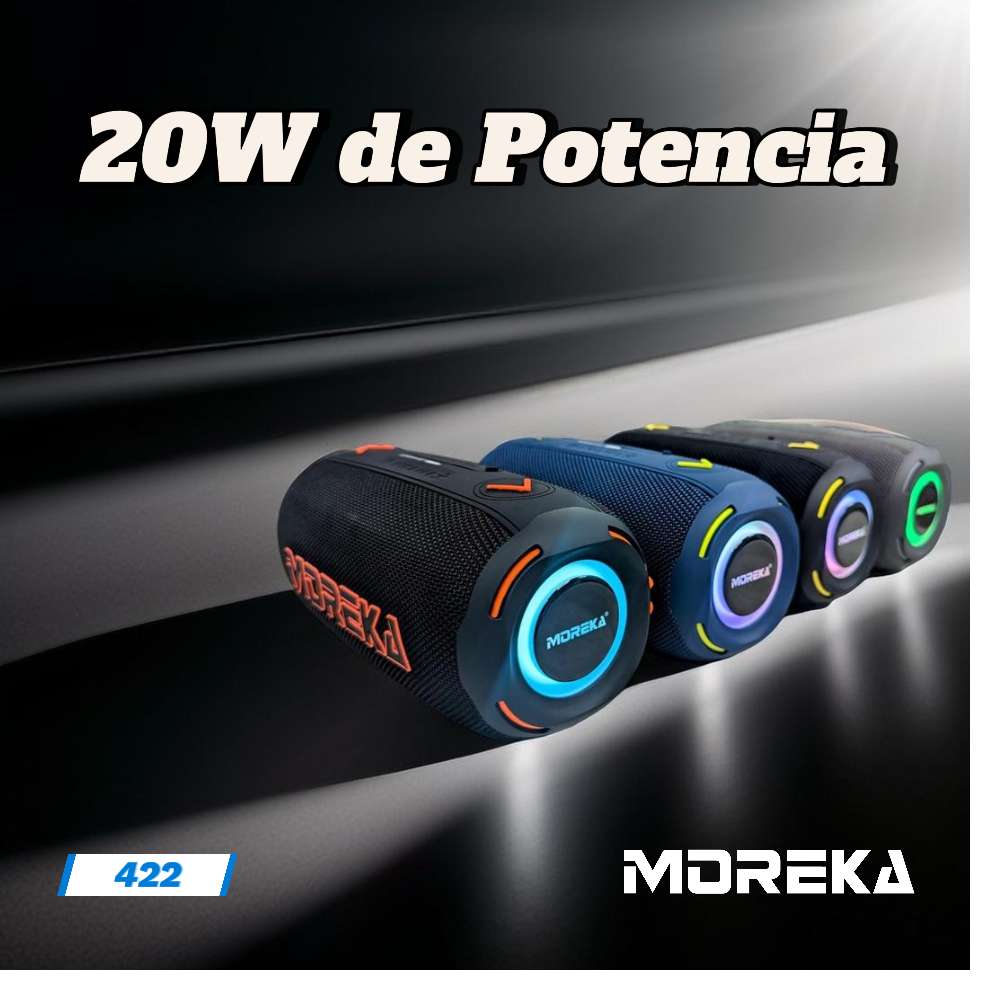 Bocina Moreka 422 20W 3600mAh 5-6 hrs de bateria Bluetooth, Contra Agua IPX62