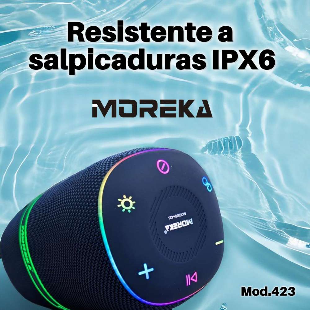 Bocina Moreka 423 30W 3600mAh 5-7 hrs de bateria Bluetooth, Contra Agua IPX65