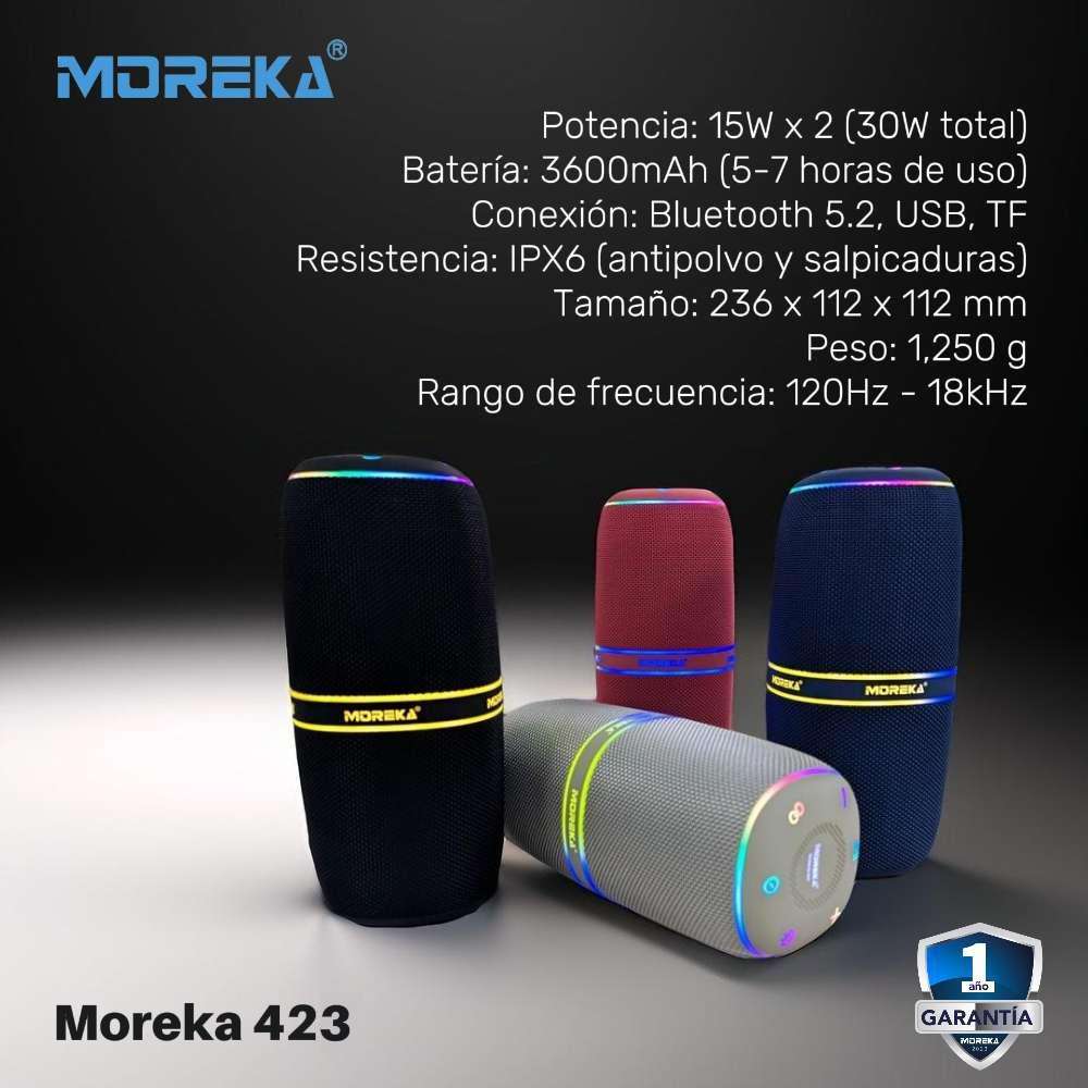 Bocina Moreka 30W 3600mAh 7hrs de batería Impermeable6