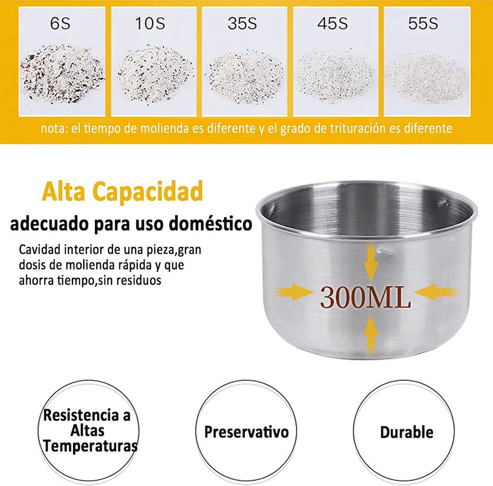 Molinillo de café y especias de acero inoxidable portatil 300ML COF-0364