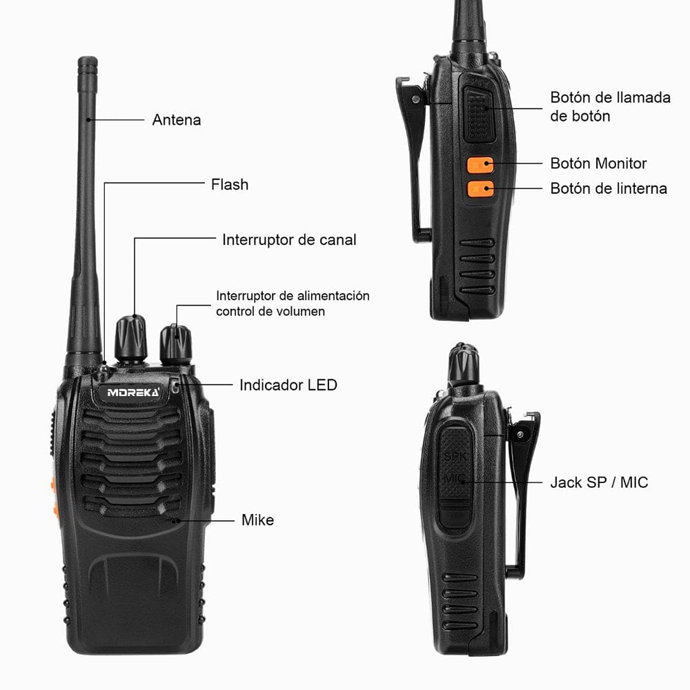 2 Radios UHF Moreka Bf-888s 2pcs Con Manos Libres hasta 10 km4