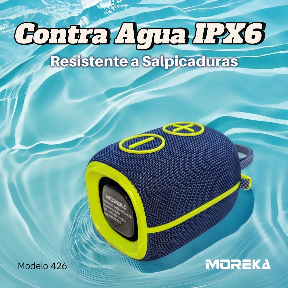 Bocina Bluetooth Moreka 426 10W 2400mAh TF Card Radio FM Resistente al agua IPX63