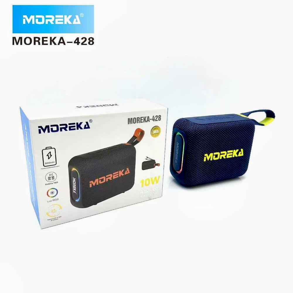 Bocina Power Bank Moreka 428 10W 5000mAh cables tipo IP y C hasta 25 Horas12