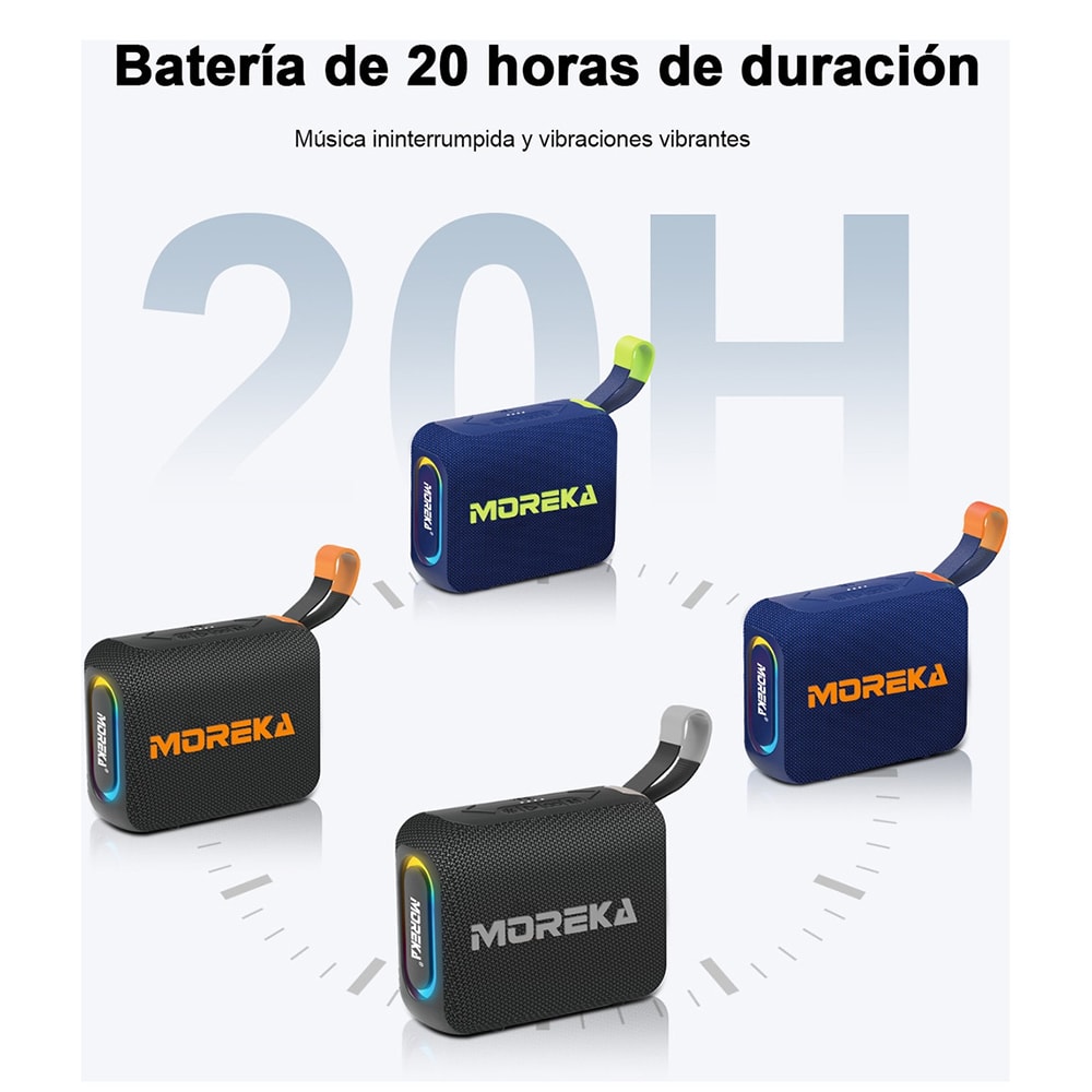 Bocina Power Bank Moreka 428 10W 5000mAh cables tipo IP y C hasta 25 Horas5