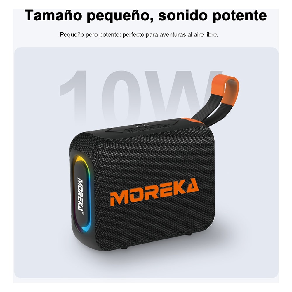 Bocina Power Bank Moreka 428 10W 5000mAh cables tipo IP y C hasta 25 Horas8