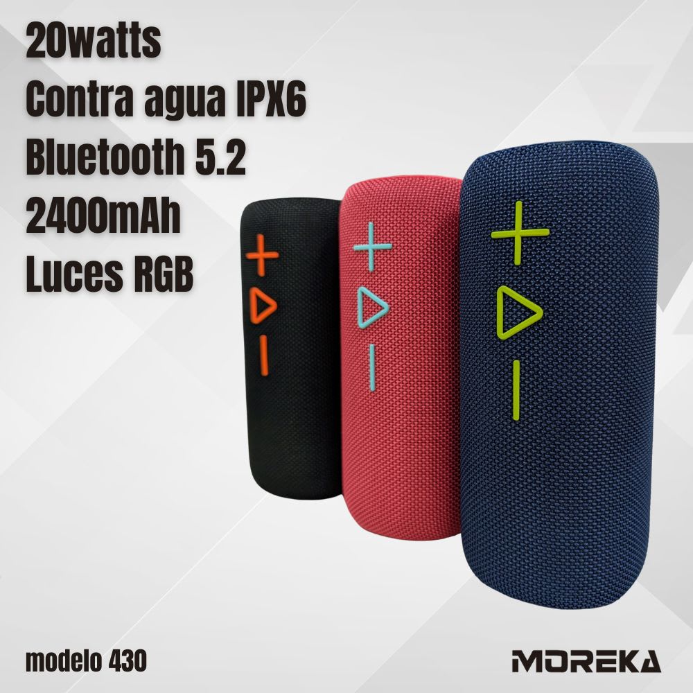 Bocina Moreka 430 20W 2400mAh 4-5 hrs de bateria Bluetooth IPX6 2