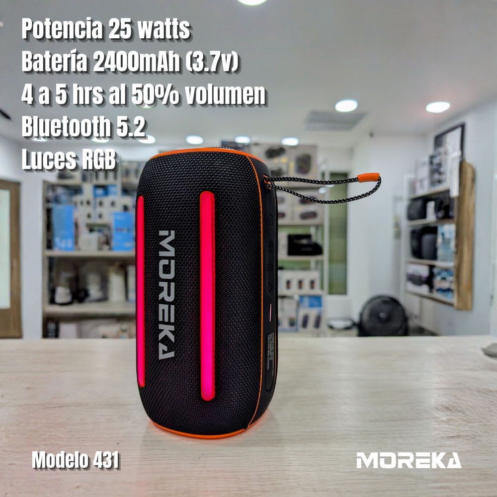 Bocina Moreka 431 25W 2400mAh 4-5 hrs de bateria Bluetooth IPX63
