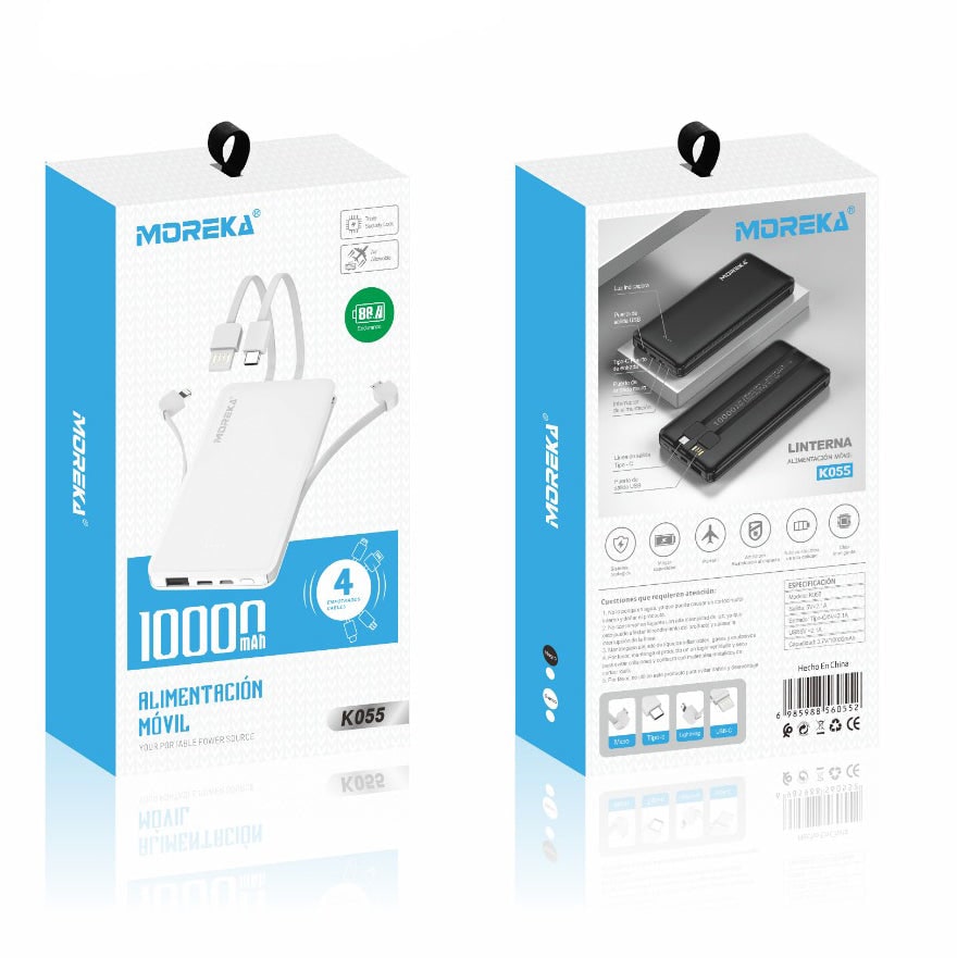 Powerbank Moreka K055  10000 mAh Tipo C V8 IP5