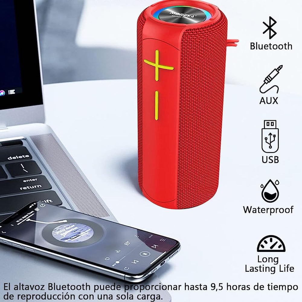 Bocina Bluetooth Moreka M-200 TF Card Radio FM Resistente al agua14